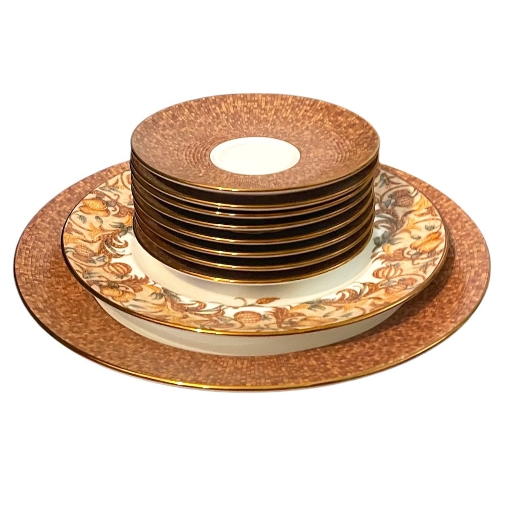 Set Of 10 Lenox Mosaico d'Italia Collection Fruttifero Luncheon Plates & Saucers